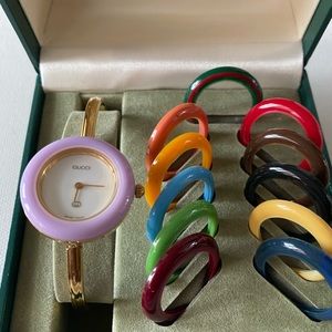 AUTHENTIC GUCCI BEZEL 12 COLOURS BRACELET QUARTZ WATCH WRISTBAND SIZE 6.10”